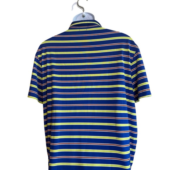 Polo Ralph Lauren Performance Stripe Short Sleeve Polo Shirt‎ XL Blue Yellow Red - Picture 3 of 8
